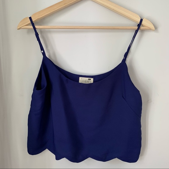 La Hearts Tops - LA Hearts Crop Top Scalloped Hem Adjustable Straps Women’s Medium